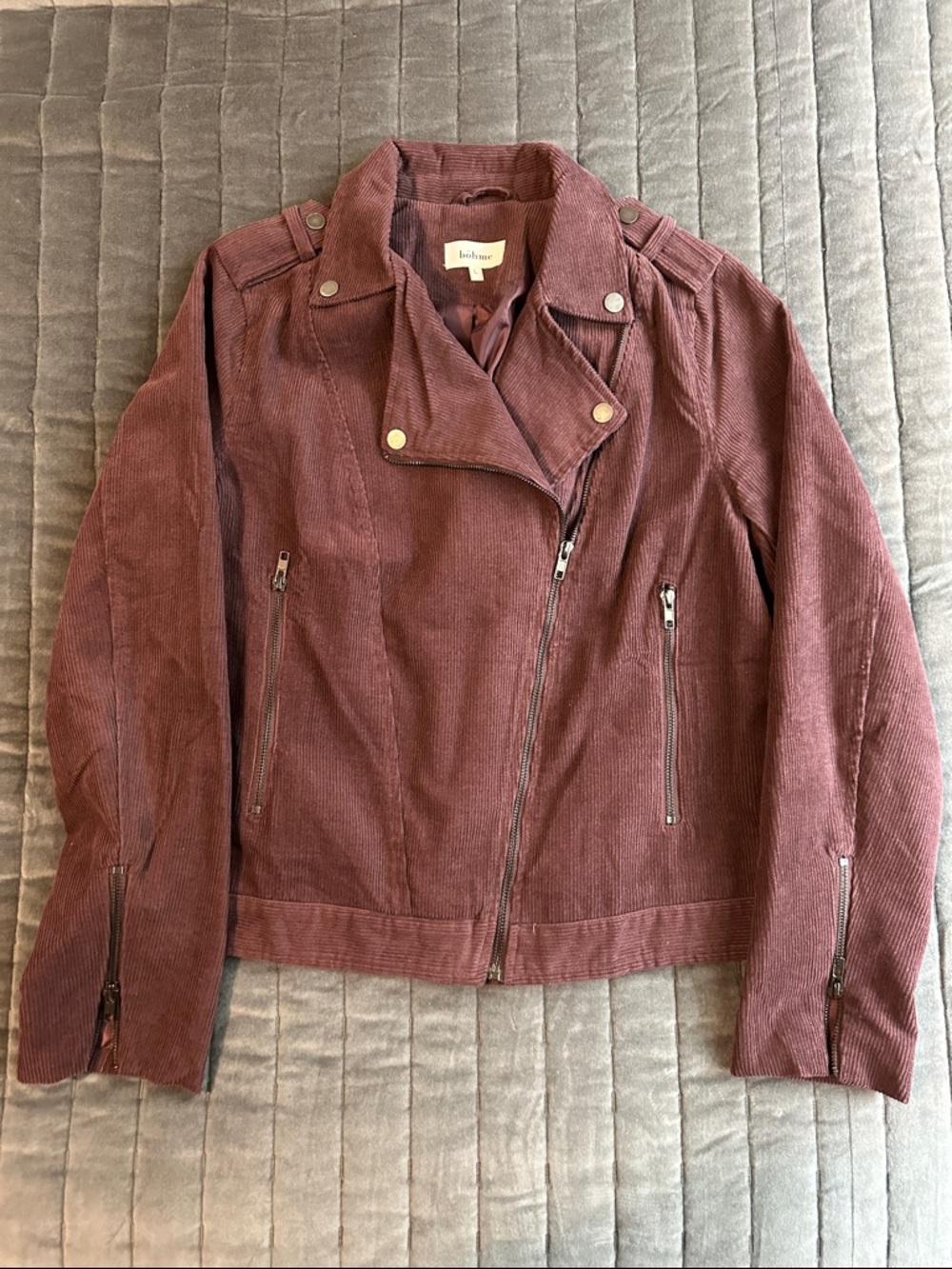 bohme Mauve Corduroy Moto Jacket